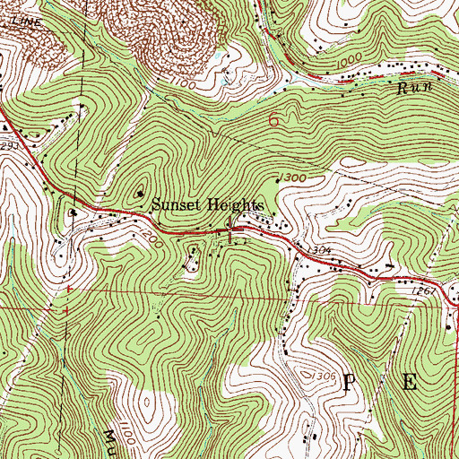 Topographic Map of Sunset Heights, OH