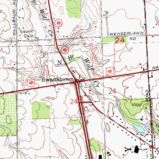 Topographic Map of Swanktown, OH