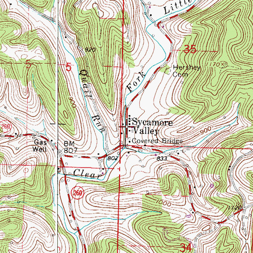 Topographic Map of Sycamore Valley, OH