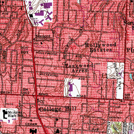 Topographic Map of Teakwood Acres, OH