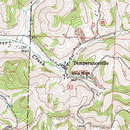 Topographic Map of Temperanceville, OH