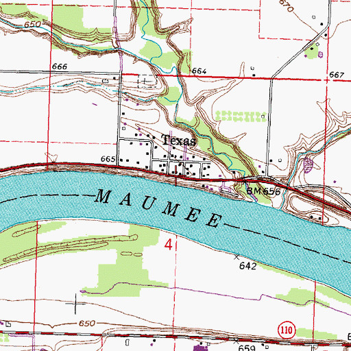 Topographic Map of Texas, OH