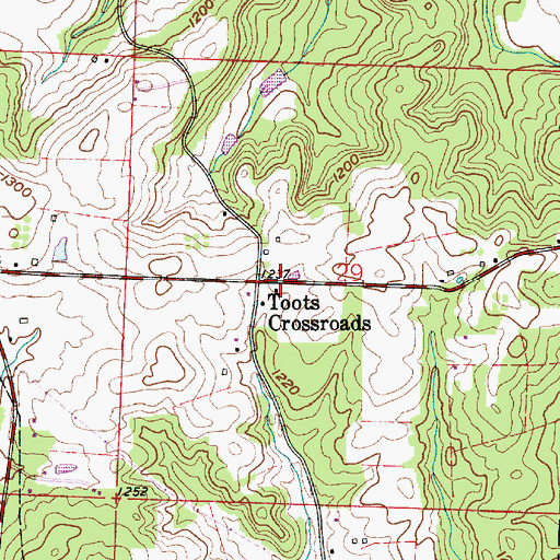 Topographic Map of Toots Crossroads, OH