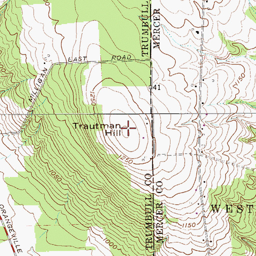 Topographic Map of Trautman Hill, OH