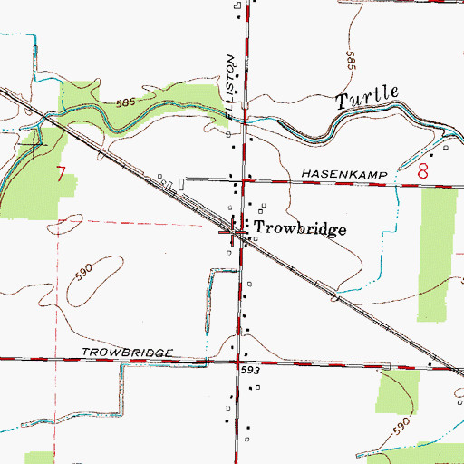 Topographic Map of Trowbridge, OH