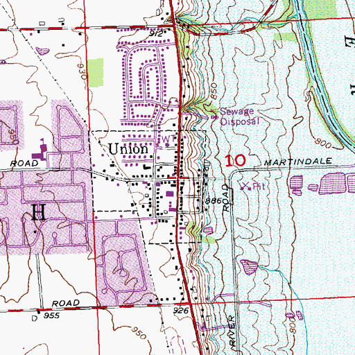 Topographic Map of Union, OH