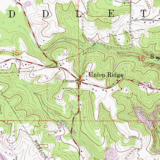 Topographic Map of Union Ridge, OH