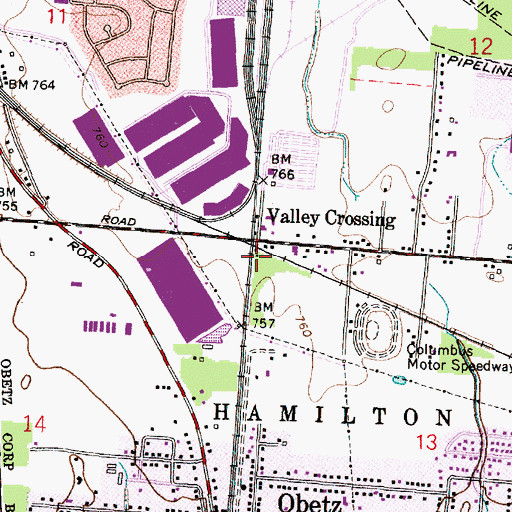 Topographic Map of Valley Crossing, OH