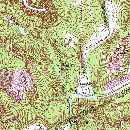Topographic Map of Valley Glen, OH