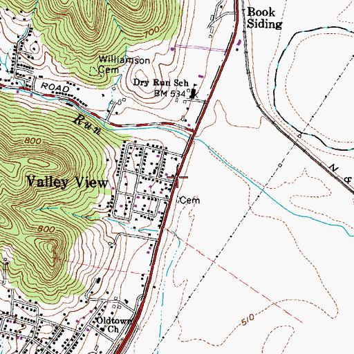 Topographic Map of Valley View, OH