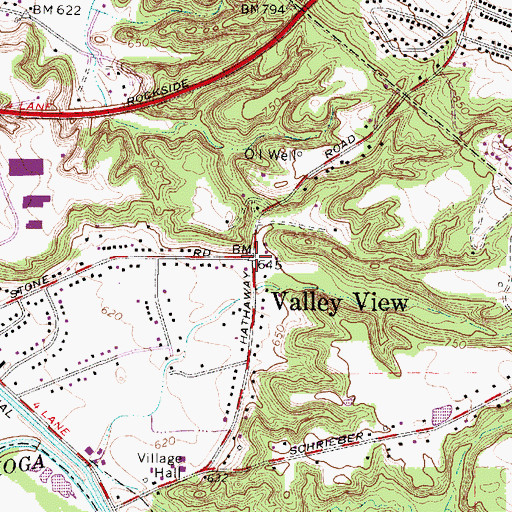 Topographic Map of Valley View, OH