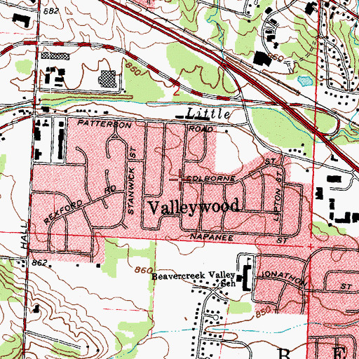 Topographic Map of Valleywood, OH