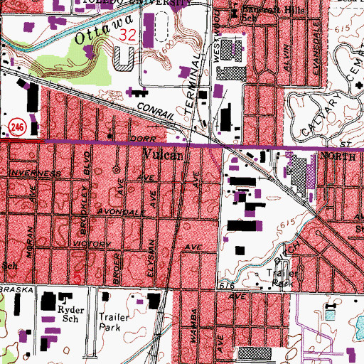 Topographic Map of Vulcan, OH