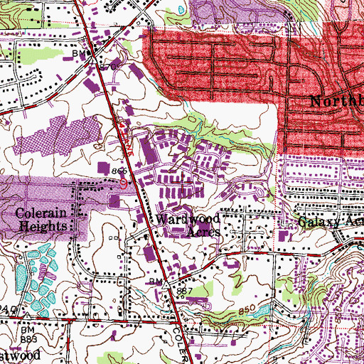 Topographic Map of Wardwood Acres, OH