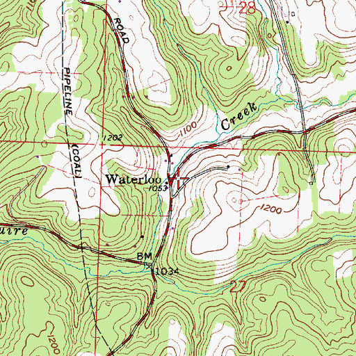 Topographic Map of Waterloo, OH