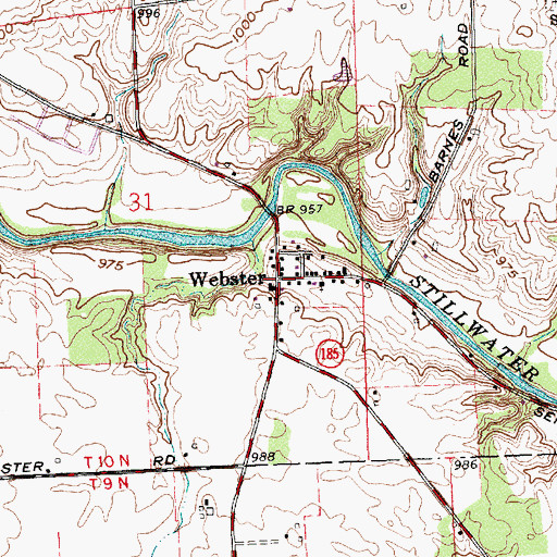 Topographic Map of Webster, OH