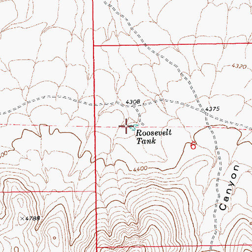 Topographic Map of Roosevelt Tank, AZ