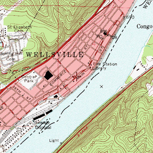 Topographic Map of Wellsville, OH
