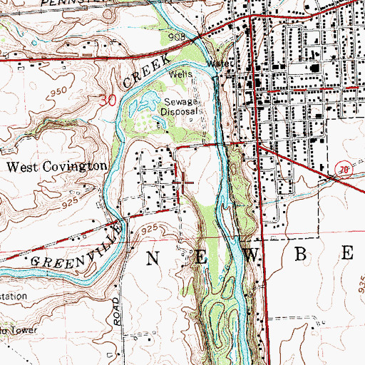 Topographic Map of West Covington, OH