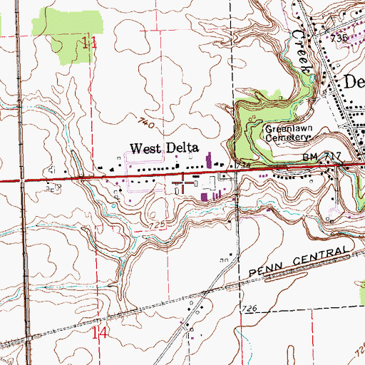 Topographic Map of West Delta, OH