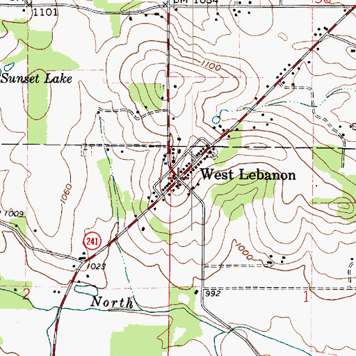 Topographic Map of West Lebanon, OH
