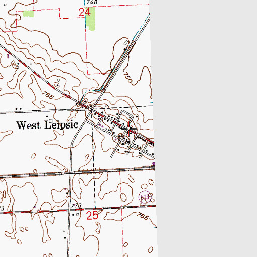 Topographic Map of West Leipsic, OH