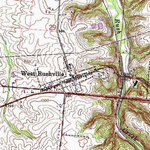 Topographic Map of West Rushville, OH