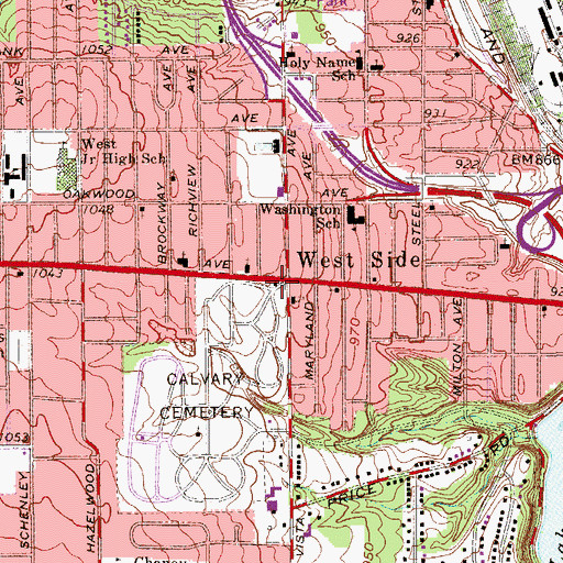 Topographic Map of West Side, OH