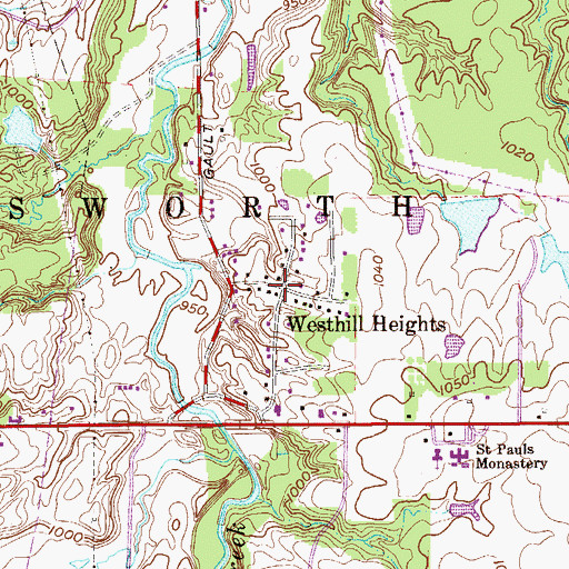Topographic Map of Westhill Heights, OH