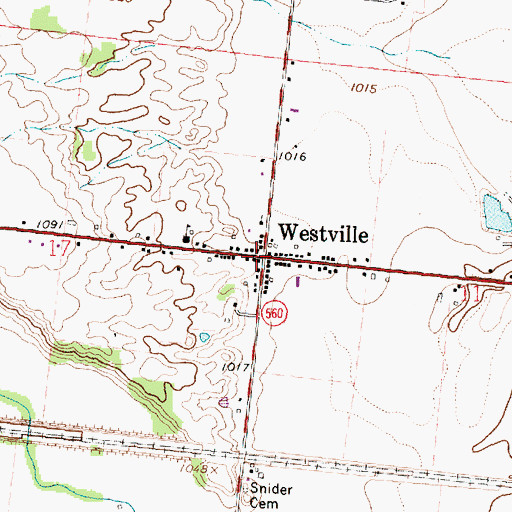 Topographic Map of Westville, OH
