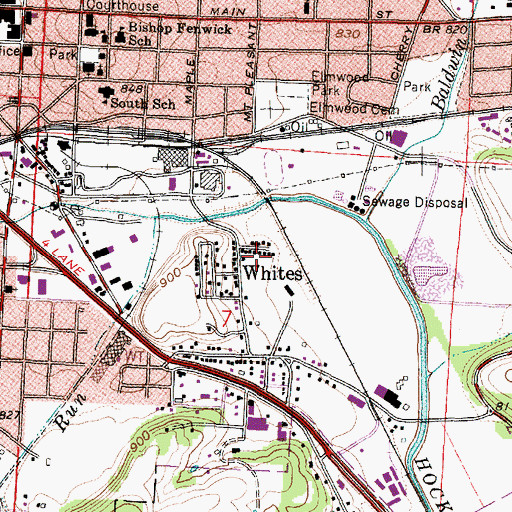 Topographic Map of Whites, OH