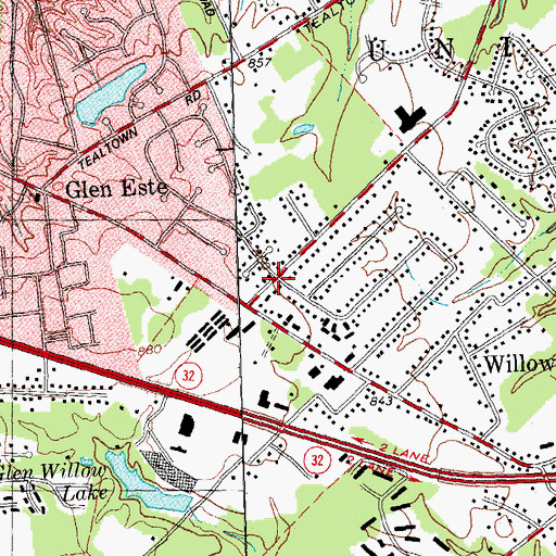 Topographic Map of Willowville, OH