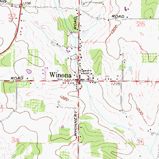 Topographic Map of Winona, OH