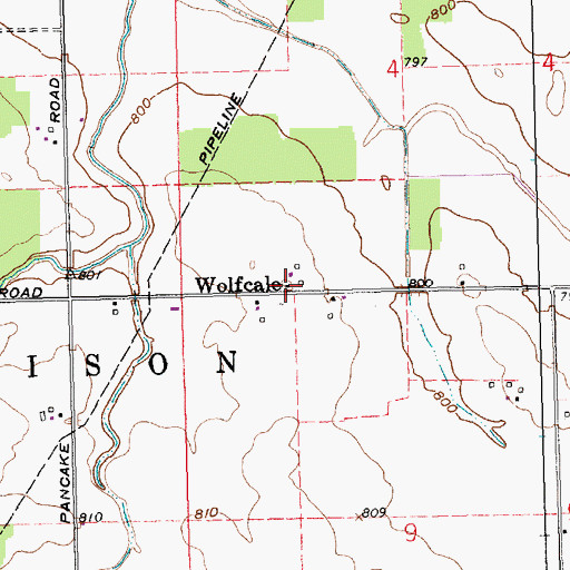 Topographic Map of Wolfcale, OH