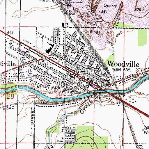 Topographic Map of Woodville, OH