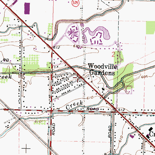 Topographic Map of Woodville Gardens, OH