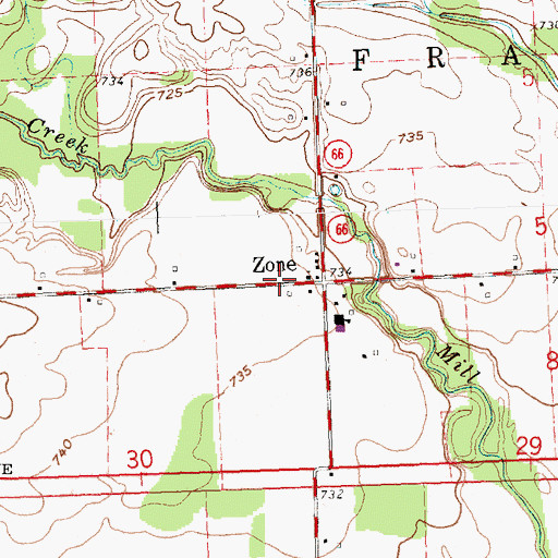 Topographic Map of Zone, OH