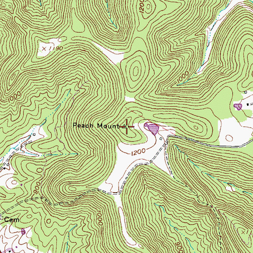 Topographic Map of Peach Mountain, OH