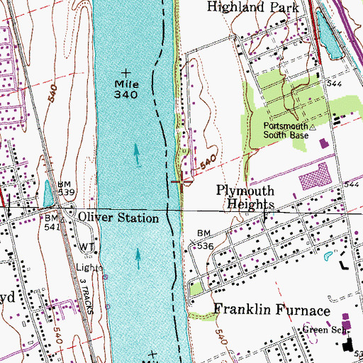 Topographic Map of Folsoms Landing, OH
