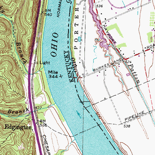 Topographic Map of Barretts Landing, OH