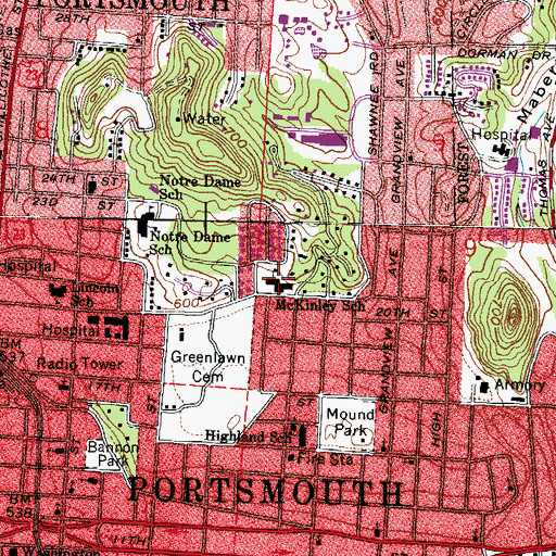 Topographic Map of McKinley Middle School, OH