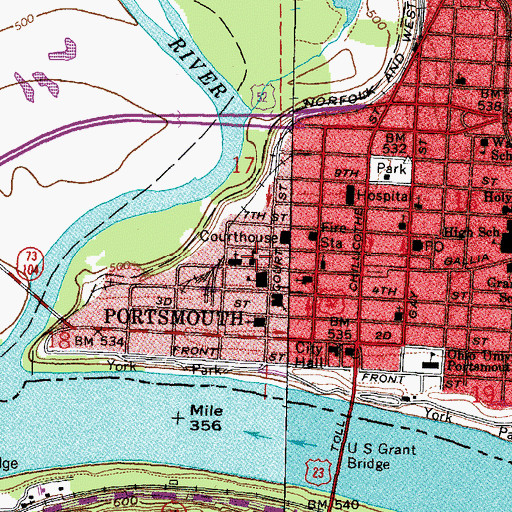 Topographic Map of Saint Marys School, OH