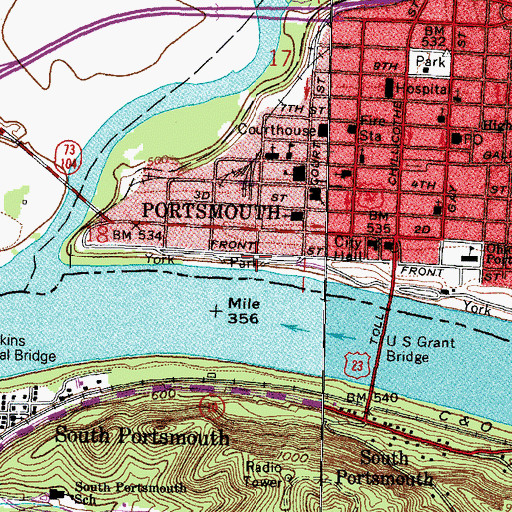 Topographic Map of Riverfront Park, OH