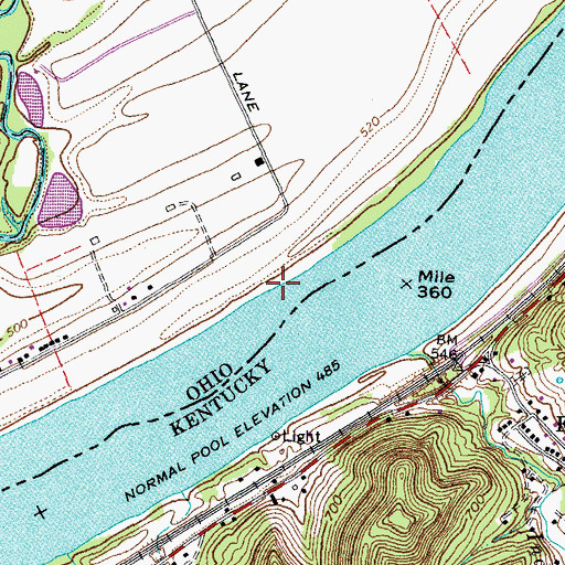 Topographic Map of Manuel Moores Landing, OH