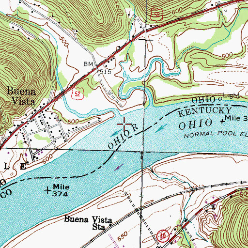 Topographic Map of Twin Creek Bar, OH