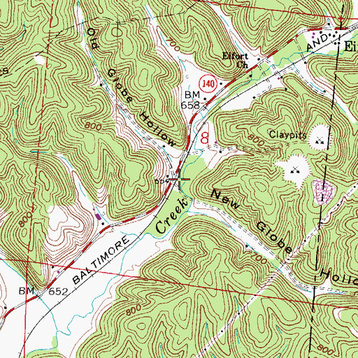 Topographic Map of Globe Switch (historical), OH