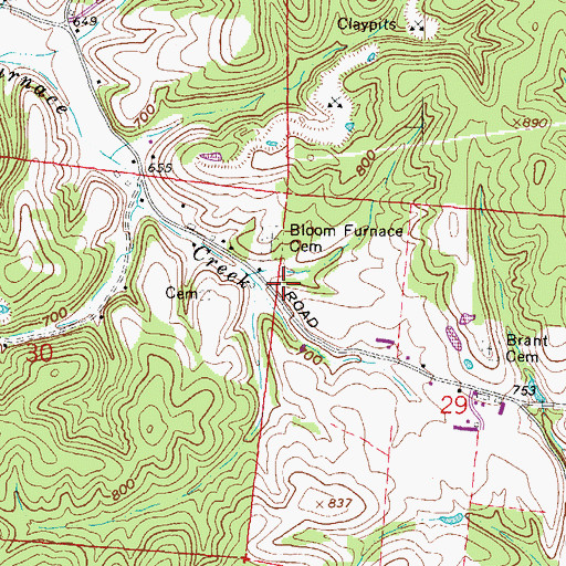 Topographic Map of Bloom Furnace (historical), OH