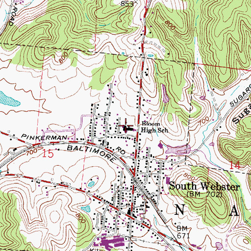 Topographic Map of South Webster Elementary School, OH