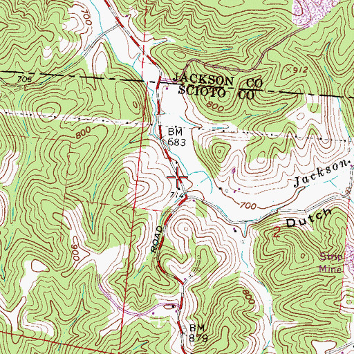 Topographic Map of Jackson Furnace School (historical), OH