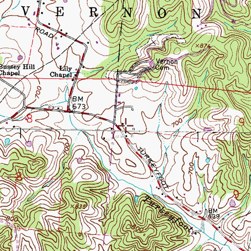 Topographic Map of Vernon School (historical), OH